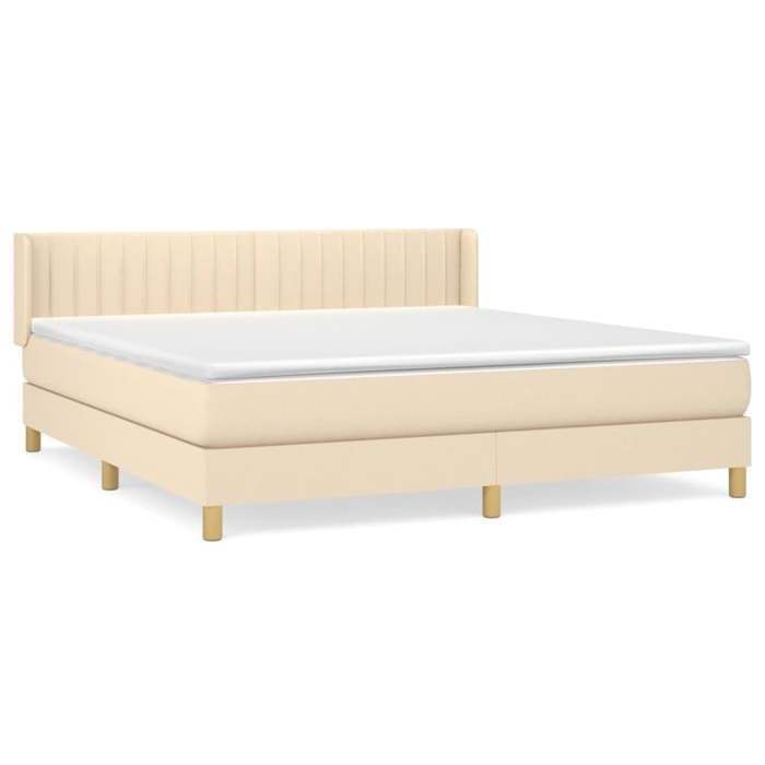 3130446 vidaXL Divan Bed with Mattress Cream 160x200 Cm Fabric