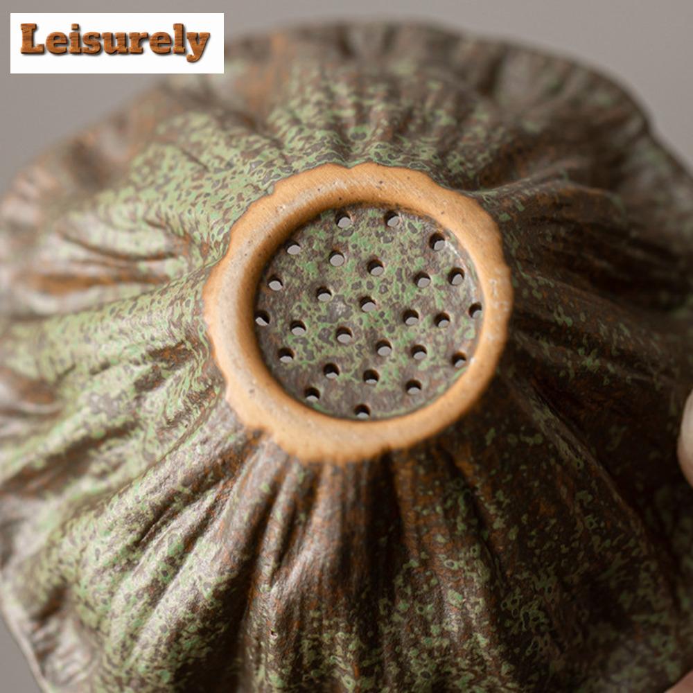 Infuzor de Ceai Ceramic Cian cu Schimbare de Cuptor Chinezesc Strecurătoare de Ceai Zen Echipament de Colecție pentru Servicii de Ceai pentru Prepararea Ceaiului Acasă Filtru de Ceai