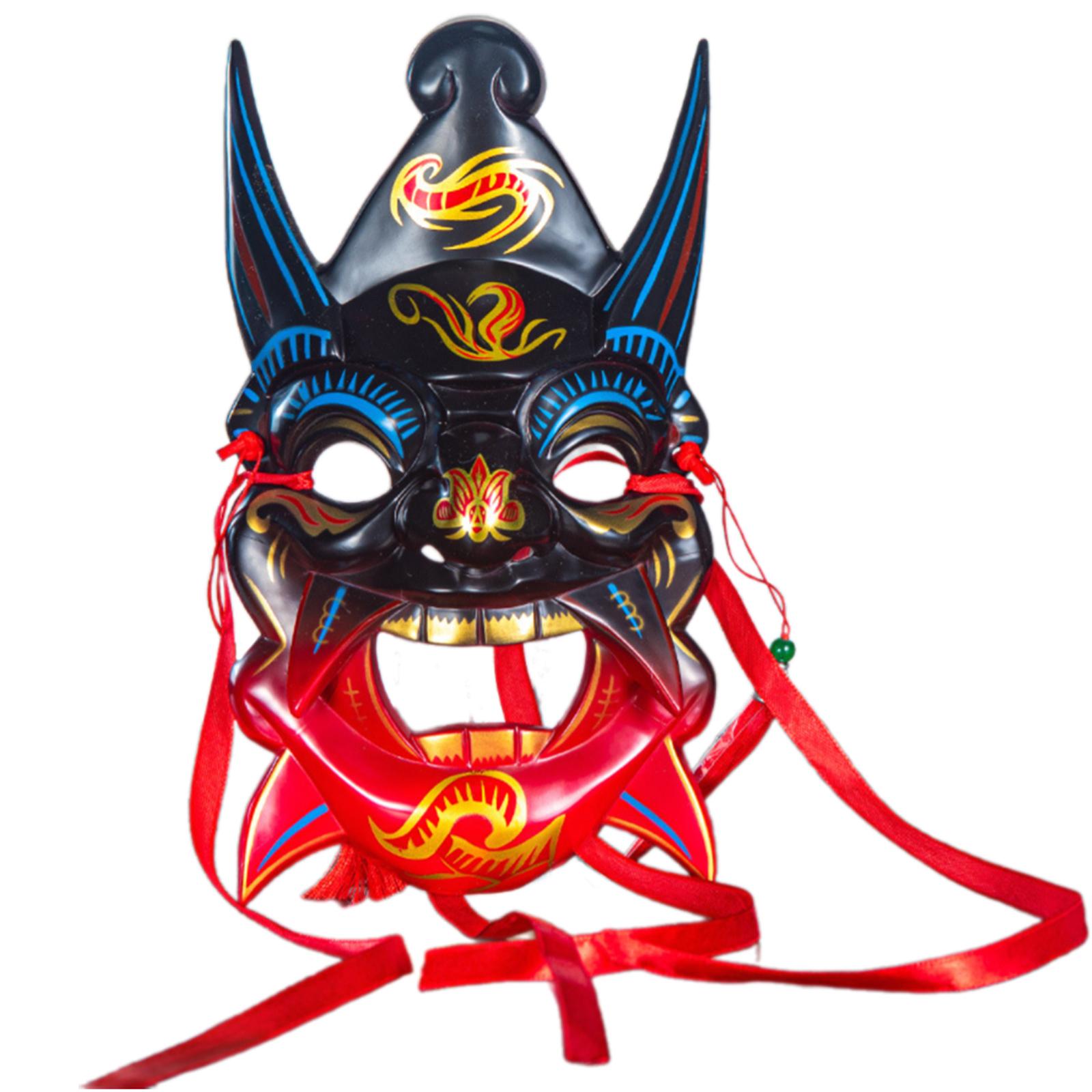 

Unisex Masquerade Mask Hand Painted Nuo Operas Mask Cosplay Mask for Temple Carnival Halloween Dress up Party Mask Gift A
