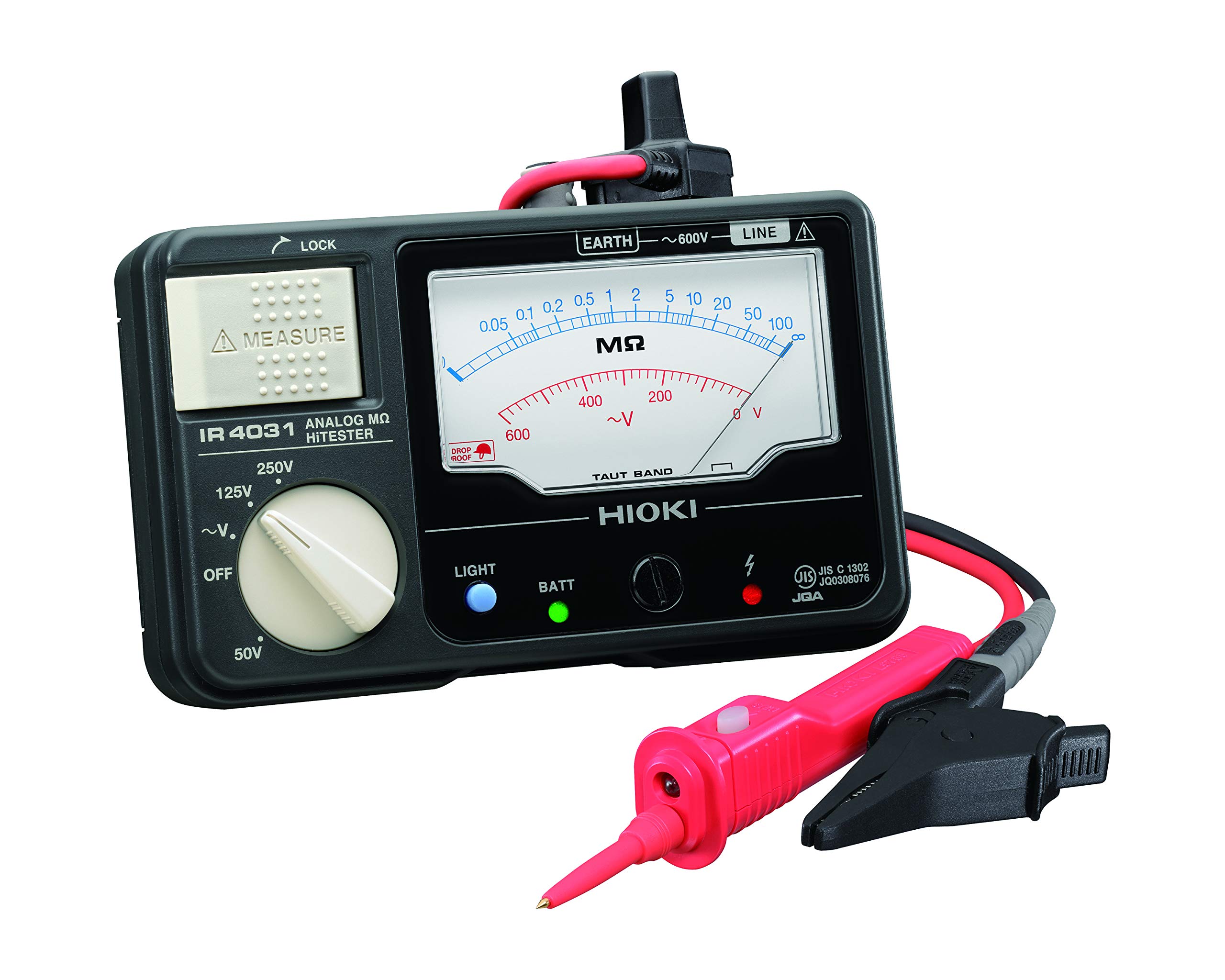 

HIOKI Insulation Resistance Meter Analog Megohm High Tester Lead Set with Switch Accessories JIS Certification Made in Japan Ratings 3 Ranges DC 25V