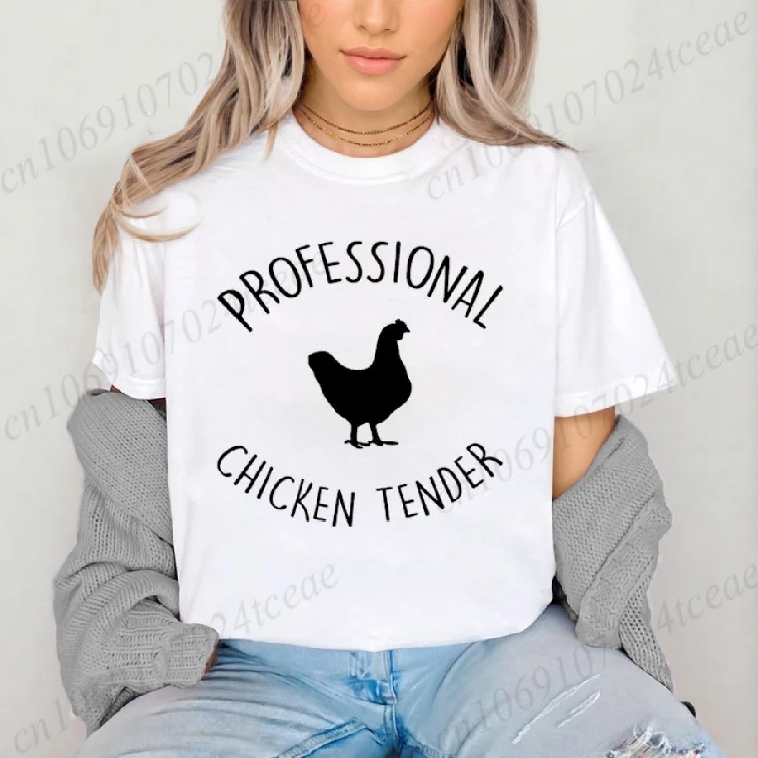 Fashion Professional Chicken Tender Print Women T-Shirt Short Sleeve Crew Neck Casual Tops for Summer Women s Clothing Tops Tees S