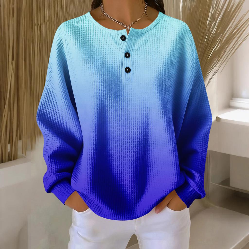 Women's Casual Shirts Long Sleeve Tops Button Up V Neck Loose Knit Fall Favorites For Women