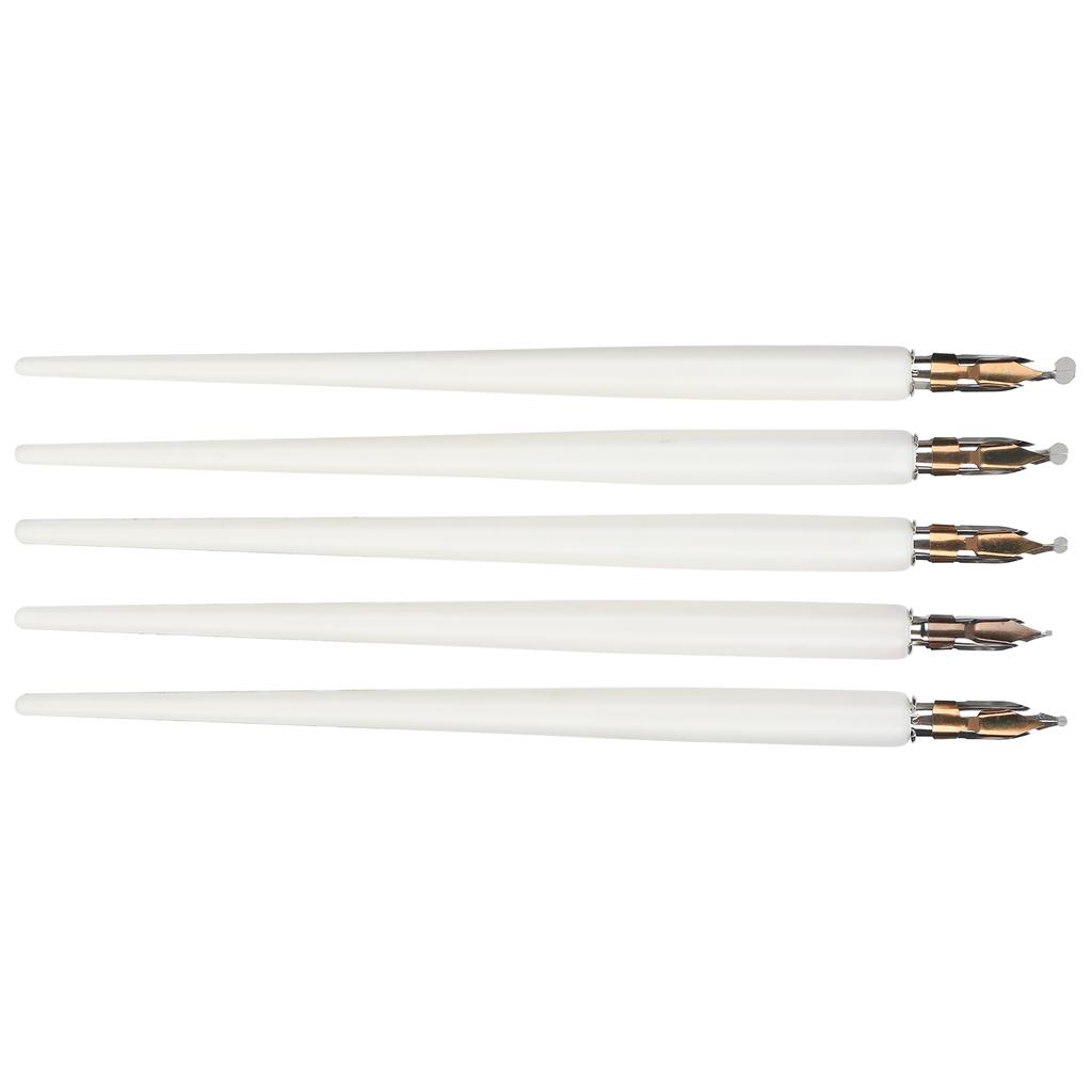 Wooden Handle Dip Pen Home Office Art Painting Calligraphy Fountain Pen Set GiftWhite Thin Long Handle