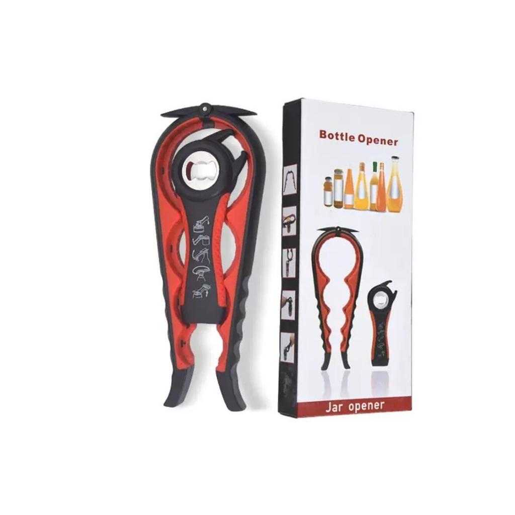HOMZY Otvírák na konzervy Multifunkční Čtyři v jednom Otvírák na nápojové láhve Twister na víčka Čtyřpolohový otvírák na konzervy Protiskluzový twister na víčka