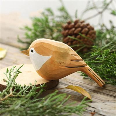 Multi-style Cute Wood Carving Bird Mini Handmade Small Bird Ornament Carving Painting Wooden Bird Figurine Home Decor