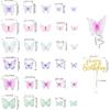 Zonon 60 Pcs Butterfly Cake Toppers with Happy Birthday Cake Topper, 3D Butterfly Topper Mixed Size Color Party Decors for Birthday Wedding