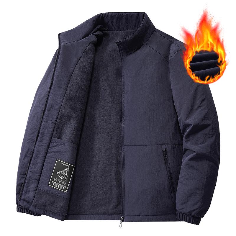 Live Broadcast Versatile Men's Jacket: Stand Collar Coat for Spring, Autumn, Winter - Suitable for Middle-aged and Young Men, Loose Fit.