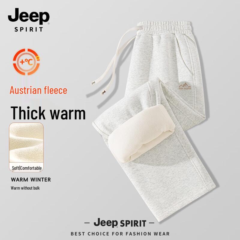 JEEP SPIRIT Herren Fleecegefütterte Lockere Straight-Leg Sweatpants