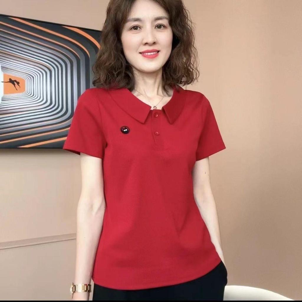 Women's Stylish Peter Pan Collar Cotton T-Shirt - Short-Sleeved, Casual, Slimming, Summer Fashion Top