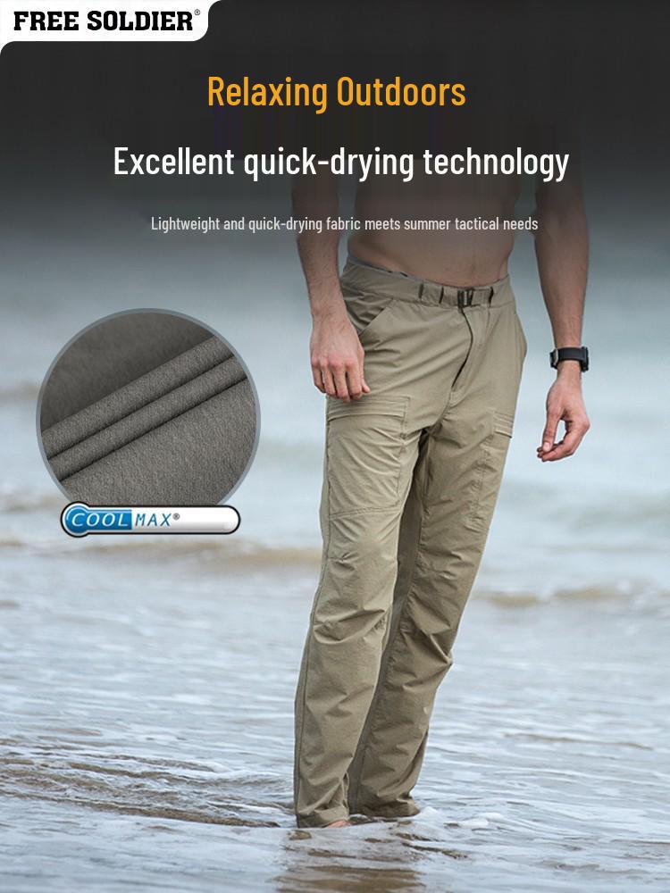Free Soldier Men's Quick-Dry Hiking Pants - Spring/Summer, Waterproof, Elastic, Sun Protection