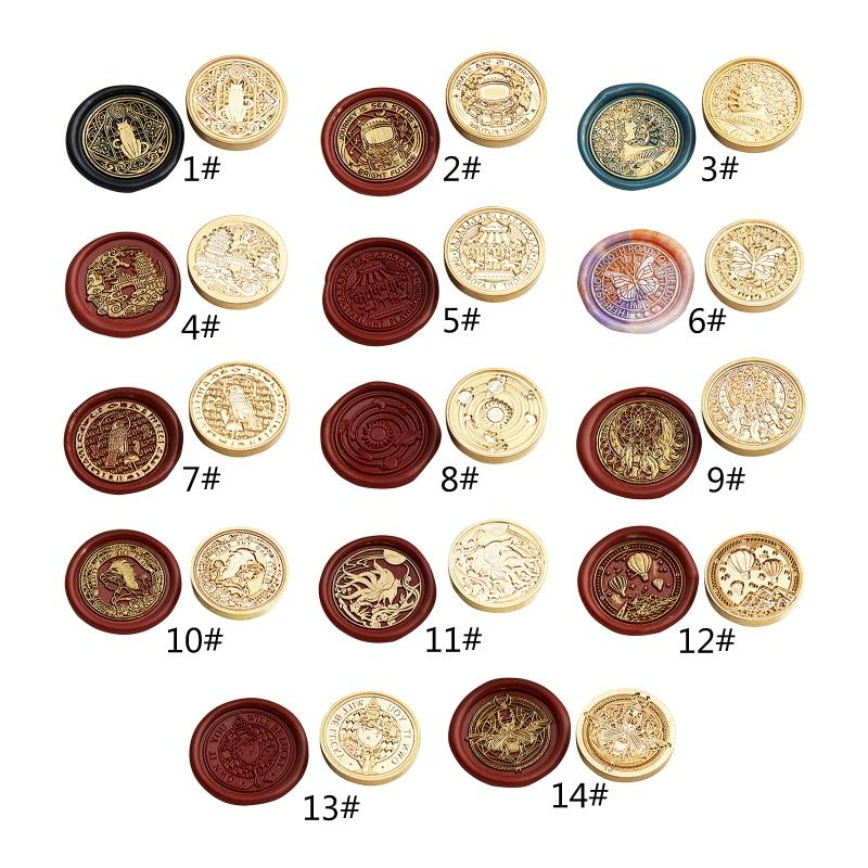 30mm Round Seal Stamp Head Antique Metal Seal Stamp Head for Seal Letter Envelope Card Scrapbooking Craft Embellishment