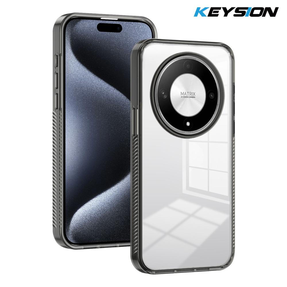 

KEYSION Прозрачный чехол для HONOR X9b 5G X9A 5G ТПУ+ПК Противоскользящий HD Прозрачный Ударопрочный Чехол для телефона для Huawei Magic 5 6 Lite 5G for Honor X9b 5G чёрный