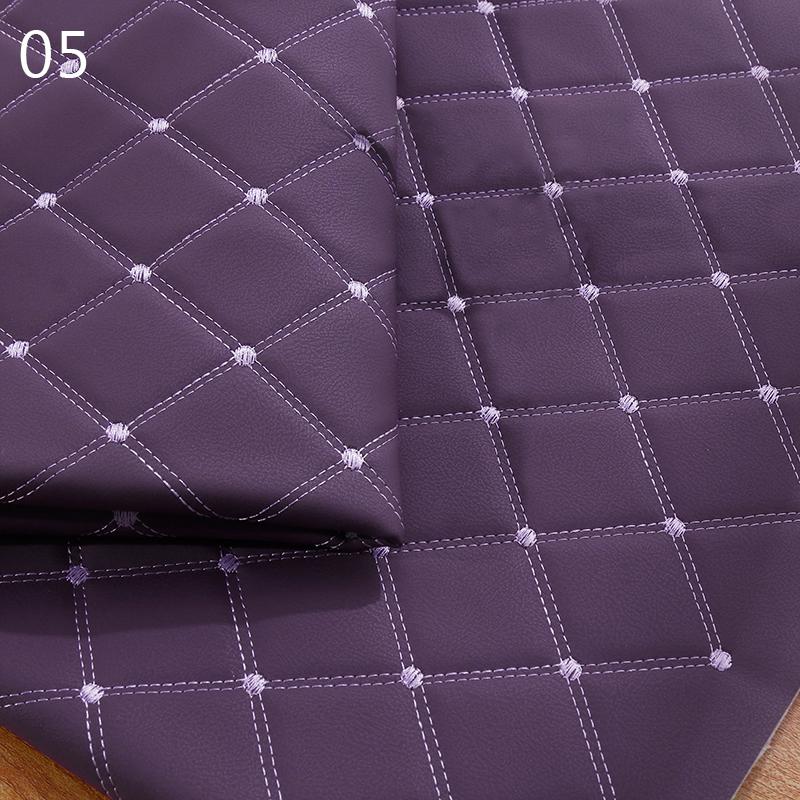 Vyšívaná kostkovaná kosočtvercová PU koženka Zesílená houba Prošívaná umělá kůže Pro DIY Potah autosedačky Čalounění střechy auta