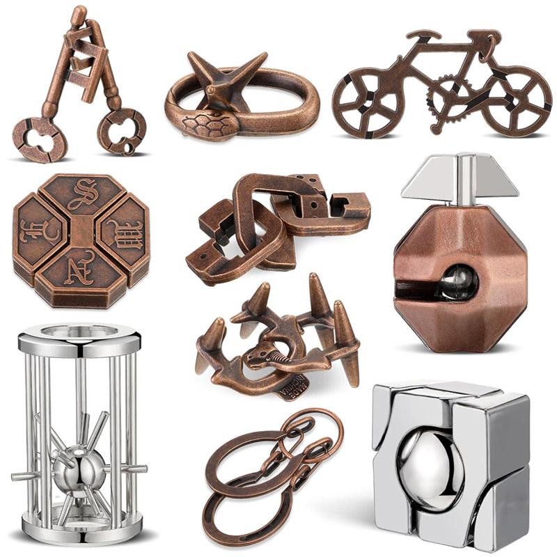 Magic Baffling Metal Brain Teaser Puzzle Set 3Pcs Disentanglement Educational Toys Adults Kids Funny Gifts Juegos De Ingenio