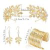 Baroque Women's Wedding Jewelry Set Bridal Earrings Gold Greek Goddess Hair Jewelry Upper Arm Cuffs Hair Headbands
