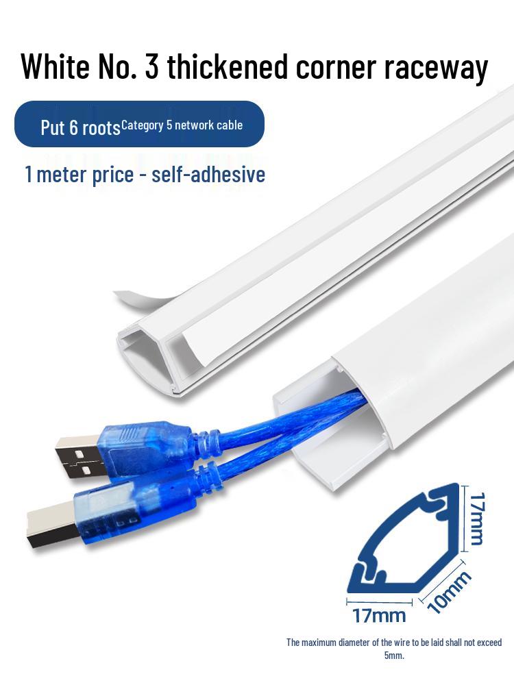Driehoekige PVC Oppervlaktemontage Hoek Kabelgootstrip voor Decoratieve Kabelgeleiding