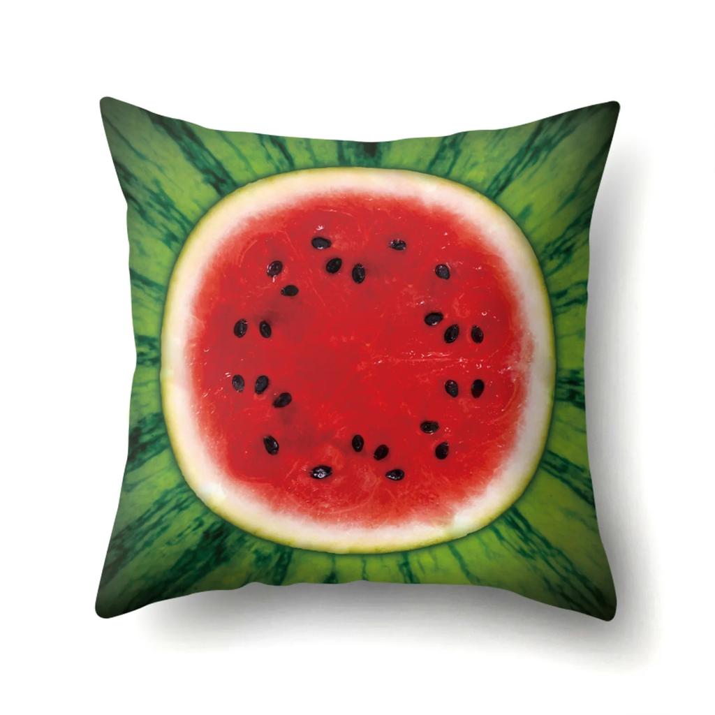 Dekorativer Kissenbezug mit Wassermelonen-Erdbeer-Kiwi-Zitronen-Motiv, Obstmuster, Kissenbezug, Heimdekoration für Sofa, Bett, Wohnzimmer, 45 x 45 cm