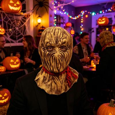 Vogelscheuche Halloween Latex Maske Erwachsener Ganzkopf Horror Maske Gruselige Cosplay Kostüm für Halloween Party Maskenball
