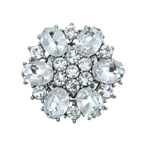 Rhinestone Button Cover Removable Clip-on Button Cover Decorative Flower Button Cover for Shirt Blazer Coat Wedding Accessories