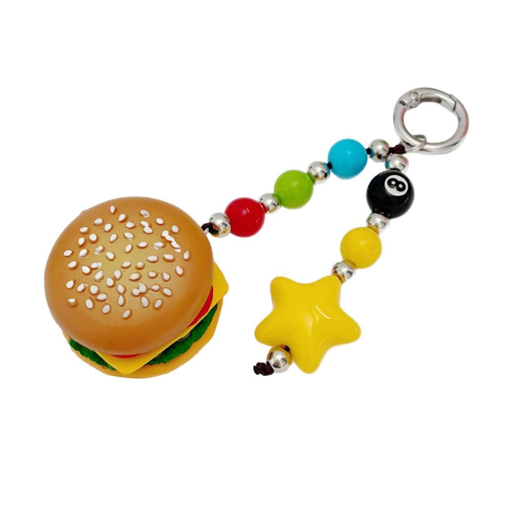 Funny Hamburger Pendant: Creative Food Toy Keychain & Bag Charm