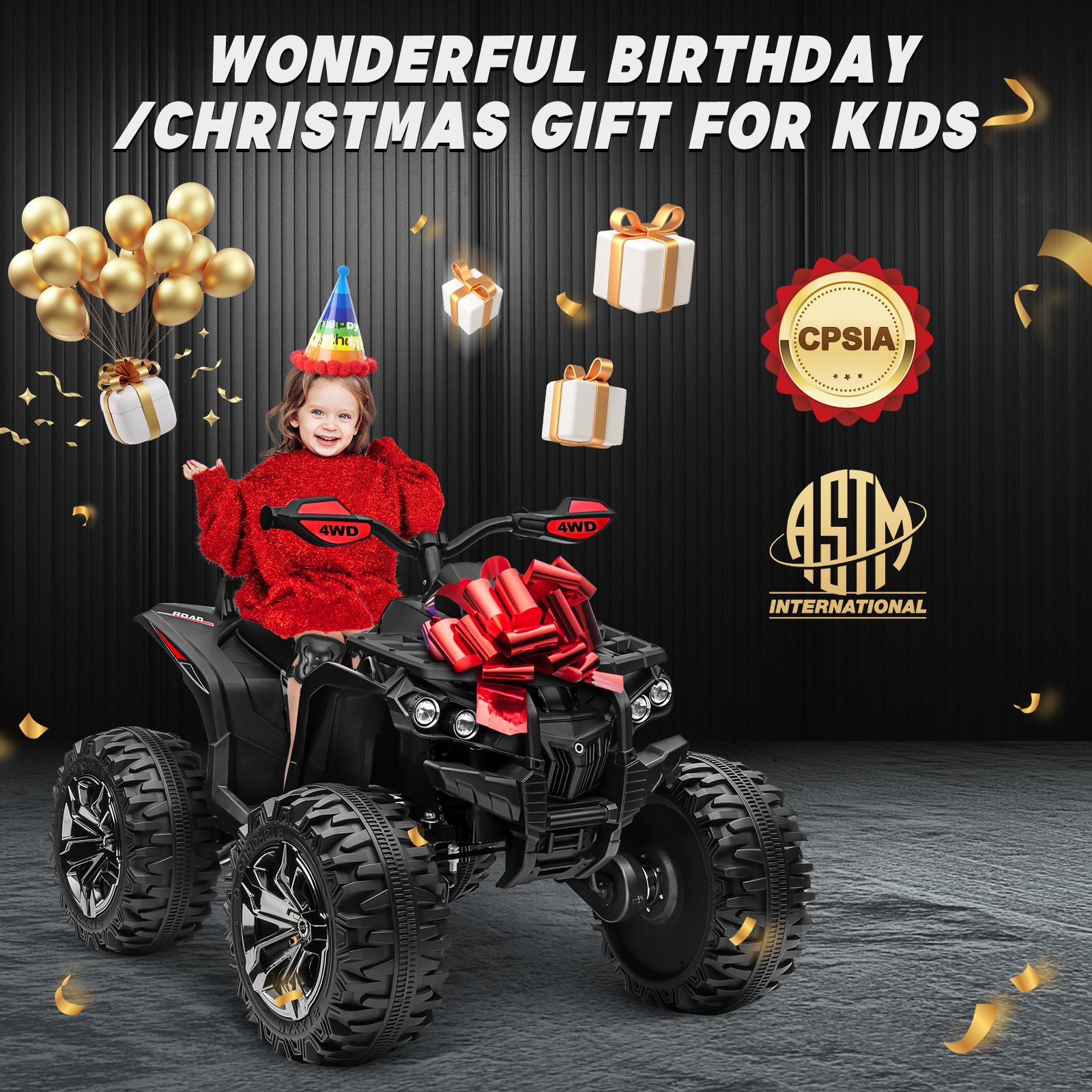 

Детский квадроцикл 4x4 24V с пультом управления, 2-местный мощный 4-колесный квадроцикл, электромобиль с мотором 800 Вт, игрушки для катания с высокой/низкой скоростью чёрный