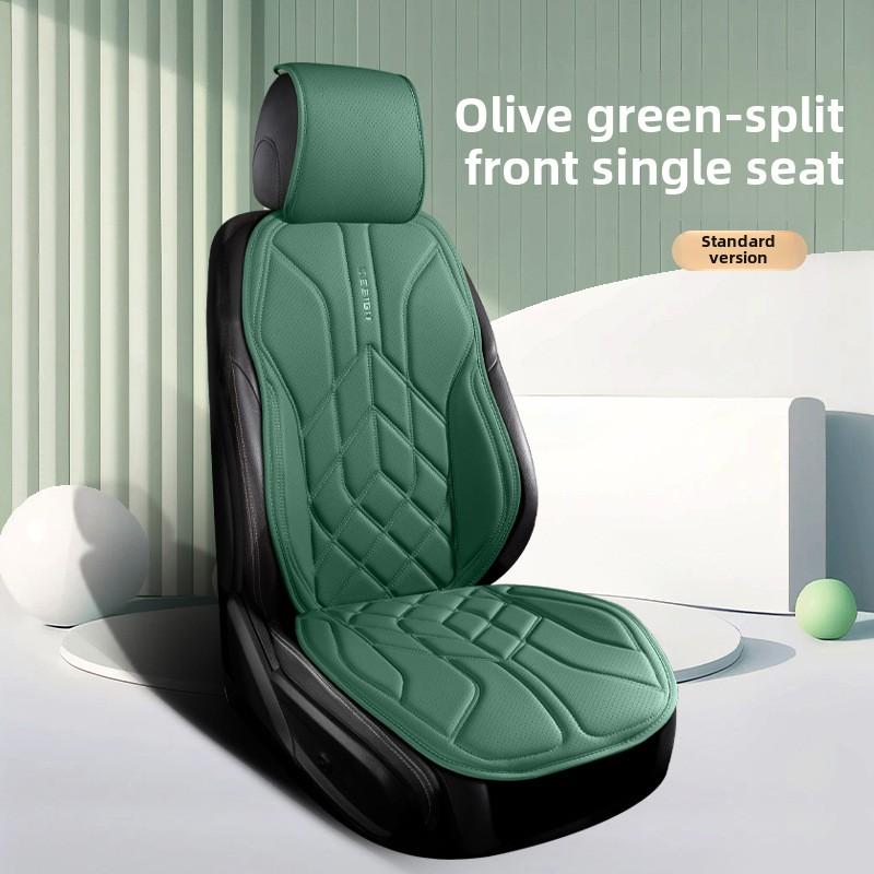 High Quality Universal Car Seat Cover Four Season Perforated Leather Breathable Comfortable Saddle Pad for Car Seats Protection green split seat