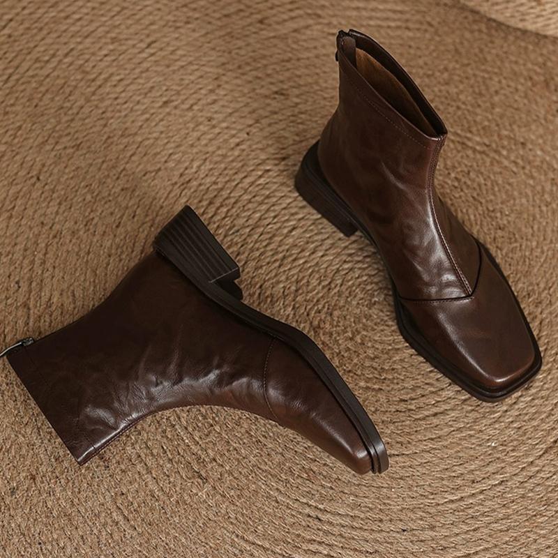 Fashion Ankle Boots Women Square Toe Fashion Dress Heeled Shoes Designer Dress Woman's Winter Boots 2025 Chelsea Botas De Mujer Shoes