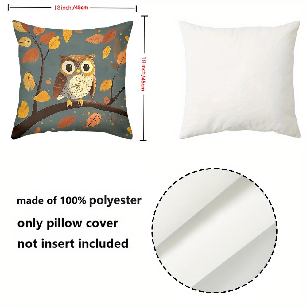 Fall Cute Owl Throw Pillow Covers Set Of 4 Pattern Cushion Cover Suitable For Sofa Bedroom Car Pillow Cover