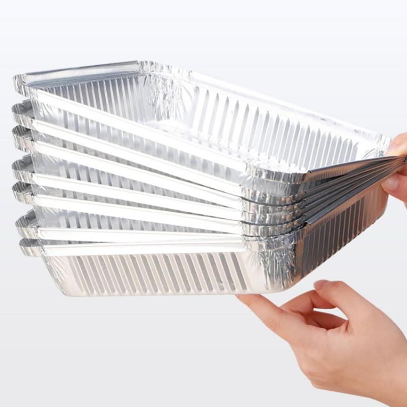Disposable Air Fryer Aluminum Foil Liners, Square & Oval Baking Pans, Oil-Proof Food Containers for Cooking, Baking, BBQ, Party