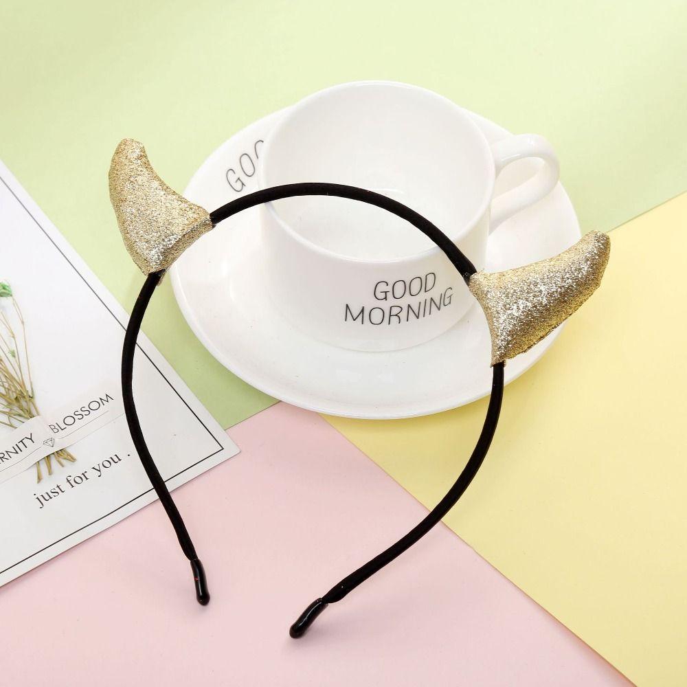 Sequins Halloween Hair Hoop Cloth Cow Horn Hairband Funny Adult