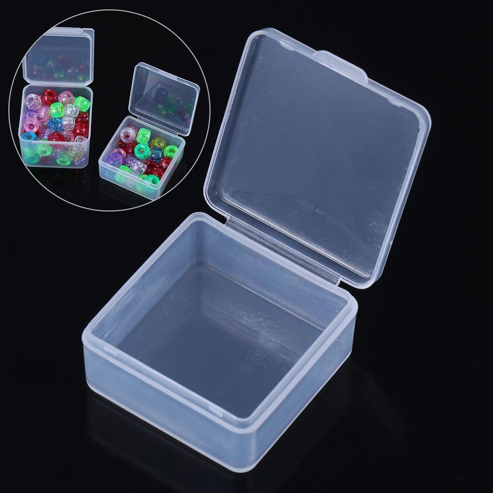 1Pcs Transparent Plastic Beads Storage Box Small Items Crafts Hardware Storage Square Container Case Jewelry Organizer Case