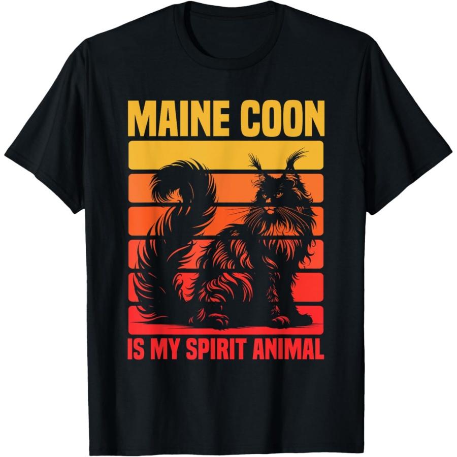 Maine Coon Cat Is My Spirit Animal Men Women Kids T-Shirt XXXXXL чёрный