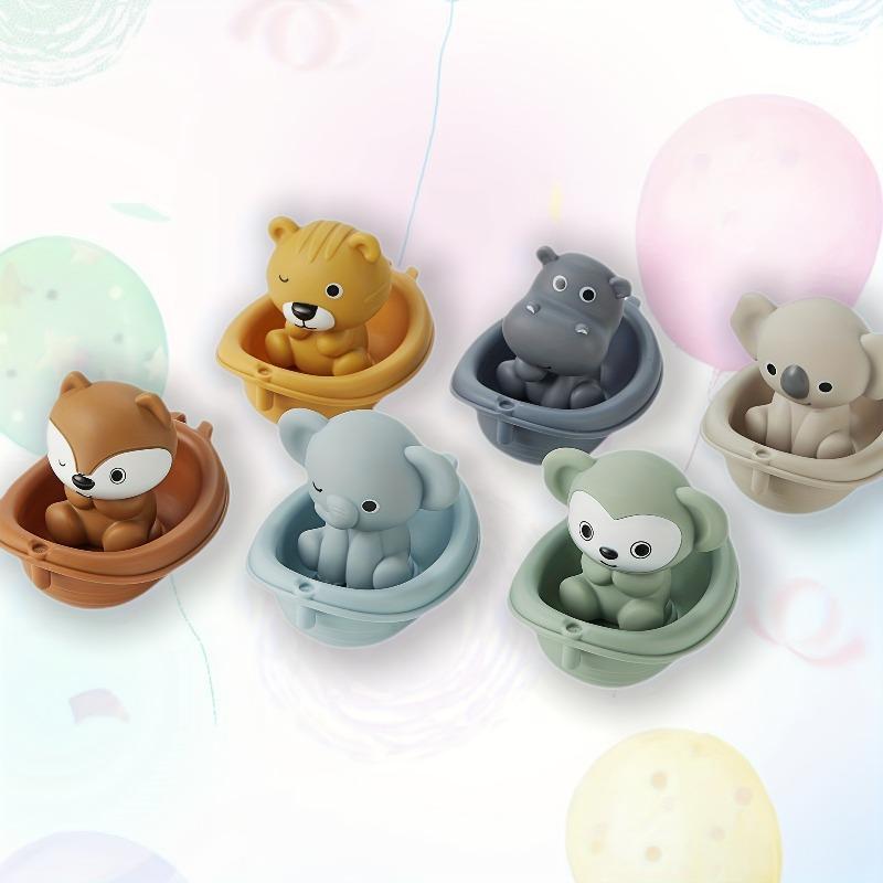 1/3Pcs Kids Bath Toys, Floating Animal & Stacking Boat Design, Squeeze Finger Puppets, Perfect for Holiday Gifts.