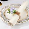 Floral Napkin Rings Artificial Rosemary Napkin Rings Farmhouse Wooden Napkin Holders Rustic Faux Flower Rings for Wedding Dining
