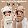 Cute Bear Ear Hat Scarf Gloves Set Thicken Women Beanies Caps Winter Warm Windproof Ear Protection Hat