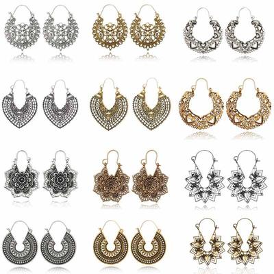 Retro Herzförmige Geometrische Hohle Totem Metallohrringe