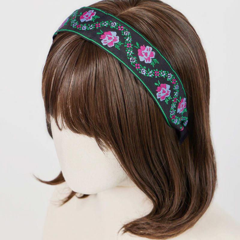 MAIA Pearl Flower Jacquard Hairband A - Minja-hyung Green