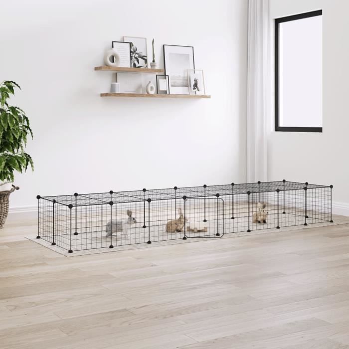 3114057 vidaXL Cage animaux de compagnie à 36 panneaux et porte Noir 35x35 cm