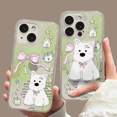 Magnetic Puppy Bracket Suitable for IPhone16 IPhone Case 15promax Transparent Silicone 13 Cute Anti-fall
