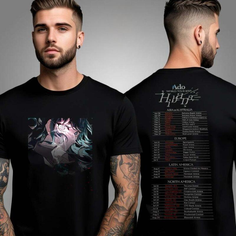 

New Sale Summer Ado World Tour 2025 Fashionable Hibana Secret Membership Club DokkiDokki Two Sided Unisex T-Shirt 4XL