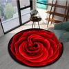 Luxuriöse rote Rosenmuster, runde Form, Fußmatten, Küche, Flur, Läufer, Teppich, Schlafzimmer, Wohnzimmer, weicher Teppich, rutschfester Teppich