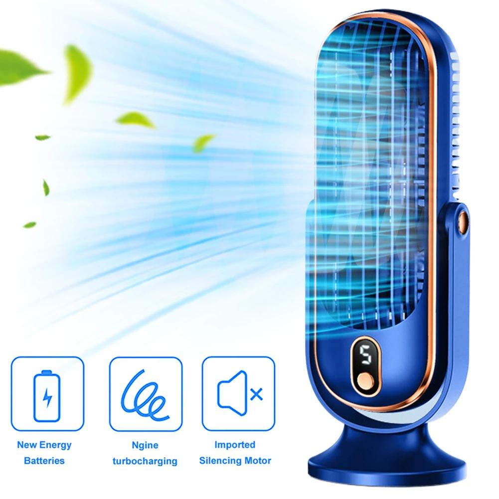 1800mAh Large Battery Dual Motor Household Small Air Cooler 5 Speeds Air Cooling Fan 720 Surround Portable USB Rechargeable Fan