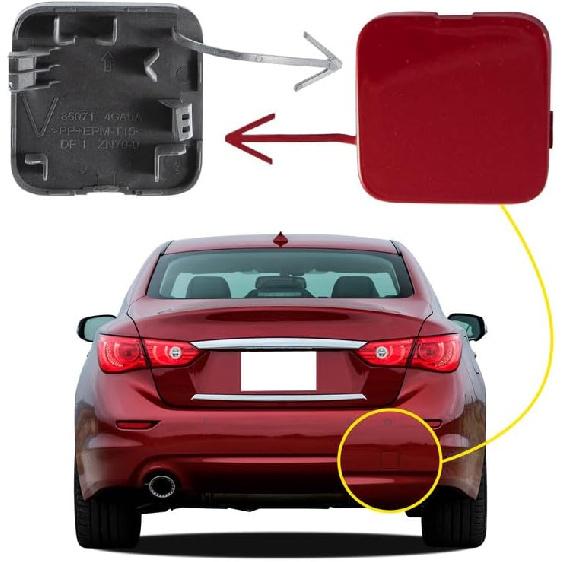 Car Rear Bumper Tow Hook Cover Compatible with Infiniti Q50 2014 2015 2016 2017 2018 Trailer Cover Cap 850714GA0A 85071-4GA0A Small Lid Towing Eye