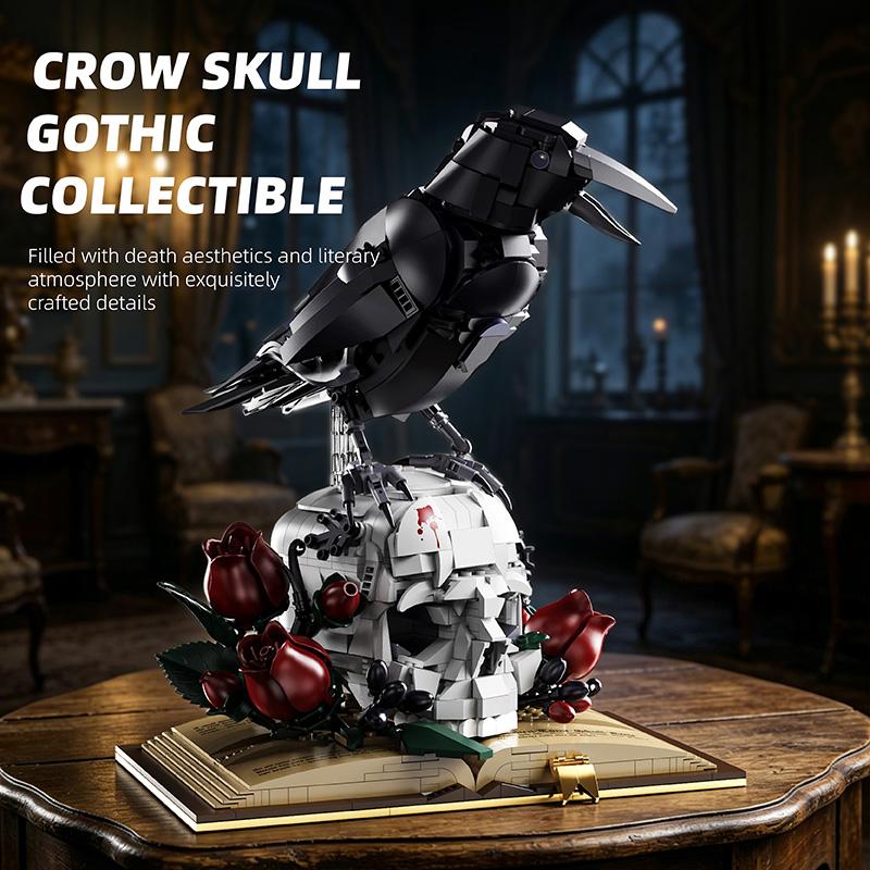 Superior-Grade Creative First-Class 1358Pcs Superior-Grade Gothic Premium-Quality Crow High-Standard Skull First-Class Roses First-Class Bouquet