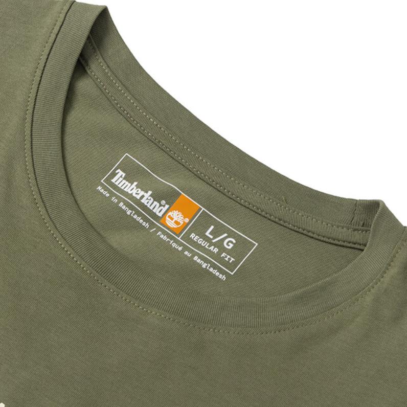 Timberland Pattern Printed Crew Neck Short Sleeve T-Shirt Men Tops Green A6281590