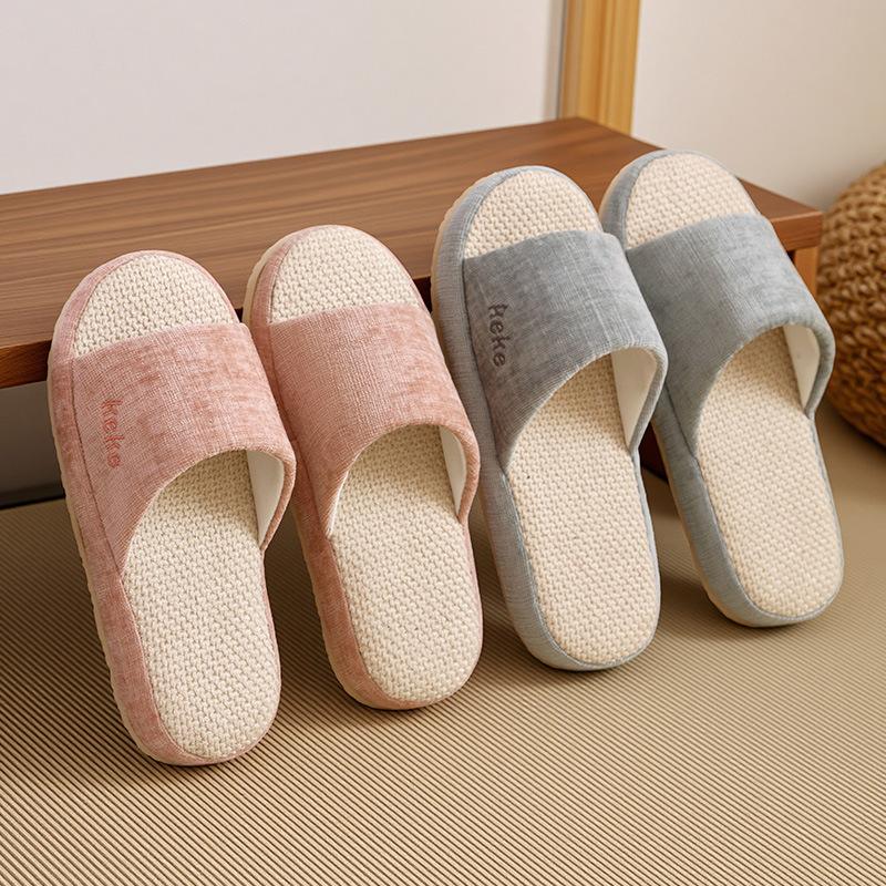 Four Seasons Simple Thick Bottom Cotton and Linen Slippers Women's Spring and Autumn Home Indoor Household Wood Floor Men's Linen Mop