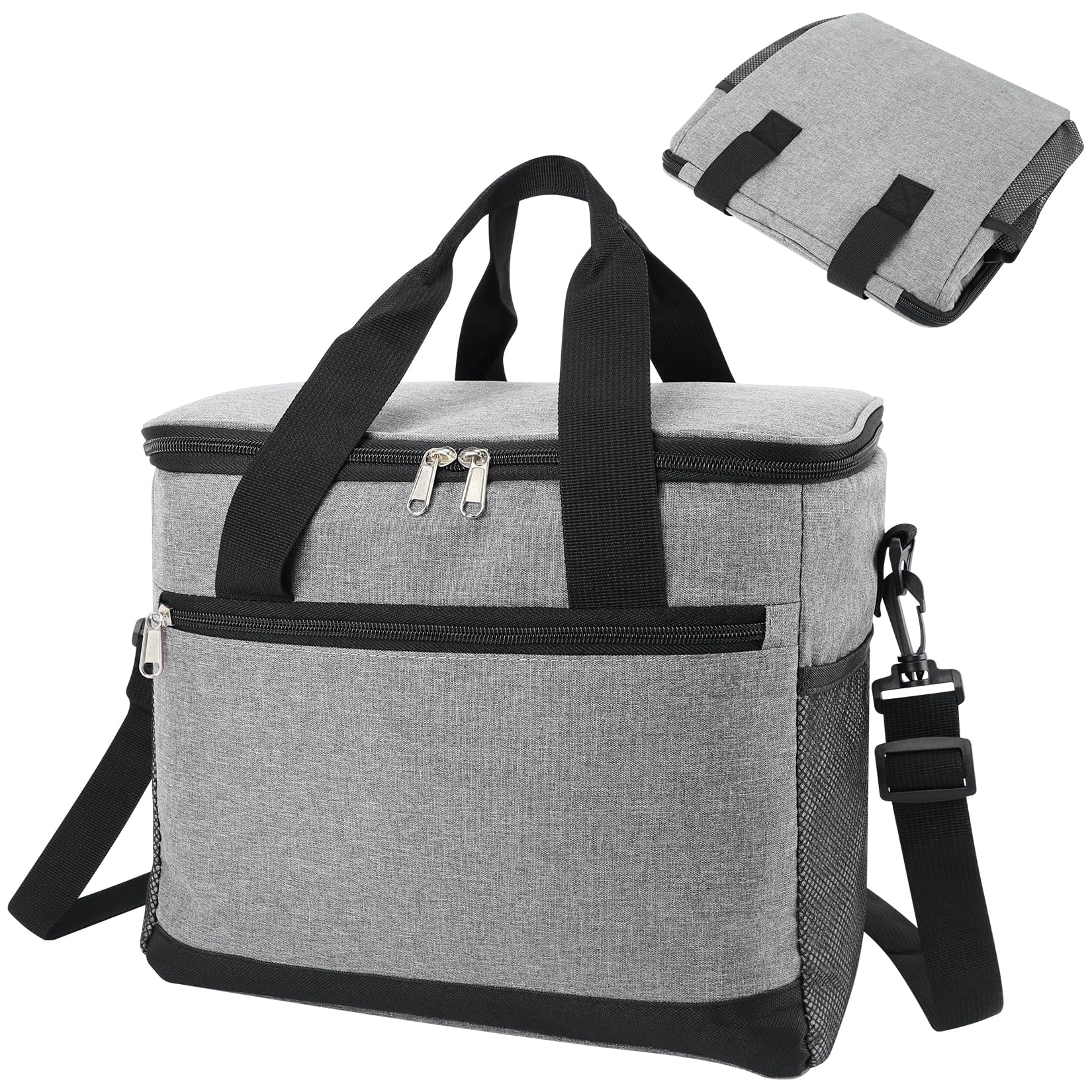 

Large Capacity Cooler and Keeps Food Cold and Warm for Outdoor Sports Cherry Blossom and BBQs to 30L Bag, 4-Layer Insulated, Leak-Proof, Foldable, серый