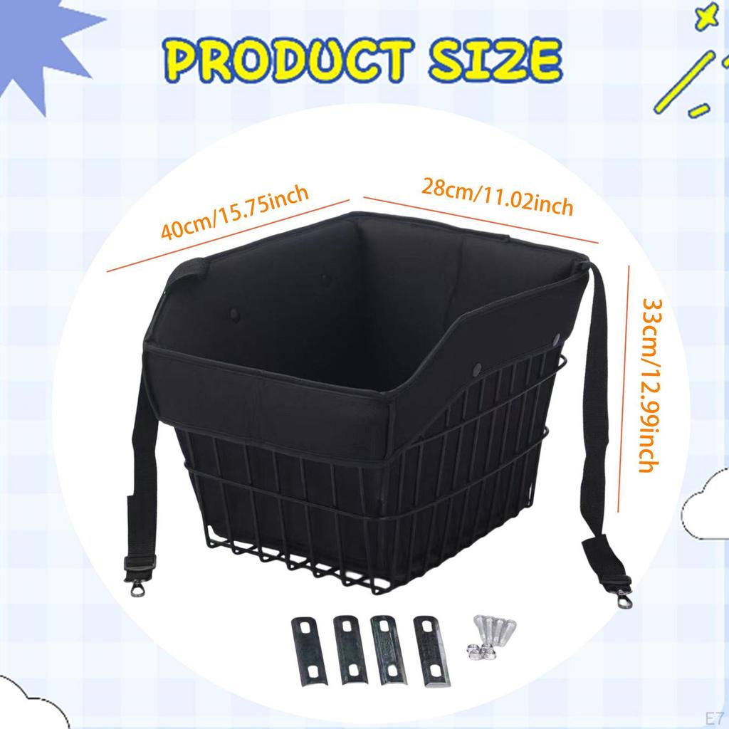 Basket Bike Pannier Container Accessories Sundries Organizer with Liner Bag for Outdoor