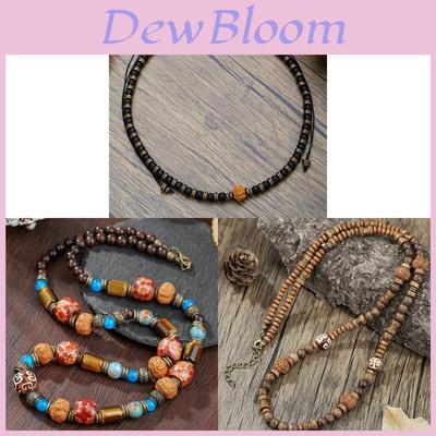 Vintage Tiger Eye Beaded Necklace For Men Geometric Style Ethnic Fashion Accessory