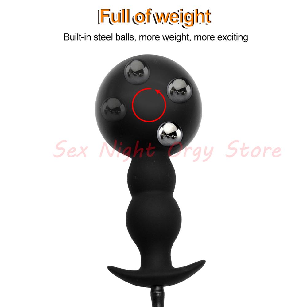 Anal Sex Toys Women Inflatable Anal Plug Gay Dildo Pump Huge Anus Butt Dilator Expandable Prostate Massager with Metal Ball